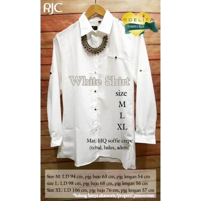 ORI 100% REAL PICT DIJAMIN PREMIUM. white shirt RJC. kemeja putih wanita/kemeja putih polos