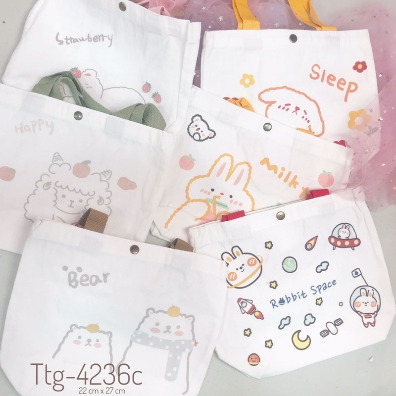 tas tenteng canvas cute lucu cacu animal tas handsbag hand bag tas animal cute korea