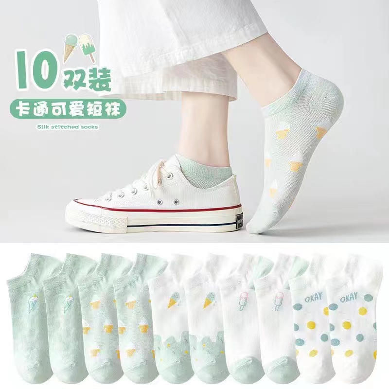 ☀ Sunly ☀ A210 Kaos Kaki Wanita Motif Ice Cream Kaoskaki Fashion Korea Women Sock Import