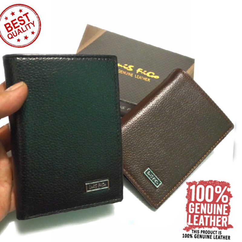 dompet unisex pria wanita kulit asli Luis Figo model tanggung 18 card slot