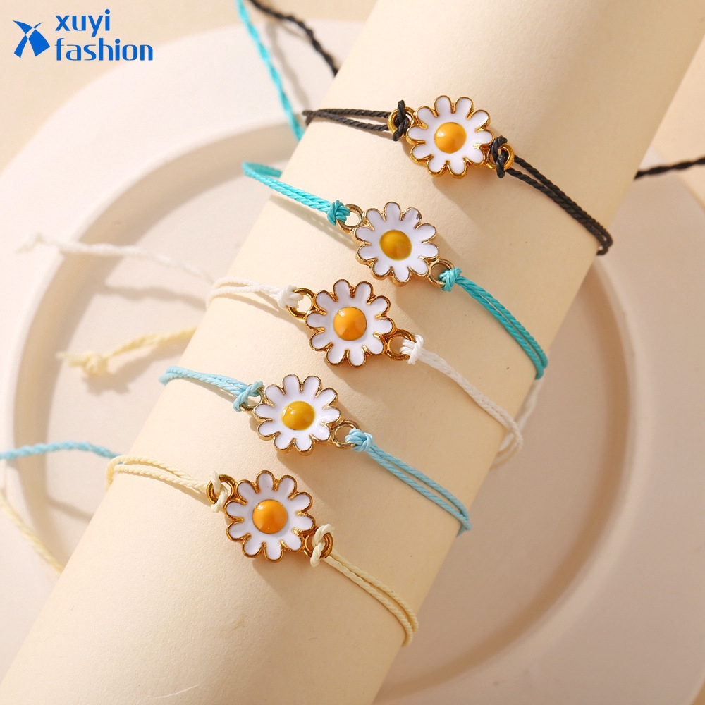  Gelang  Tali  Tenun Adjustable Gaya Retro Korea Untuk  Wanita 