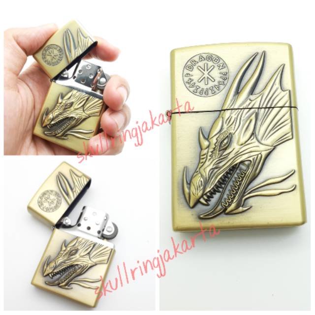Korek api zippo model dragon gold
