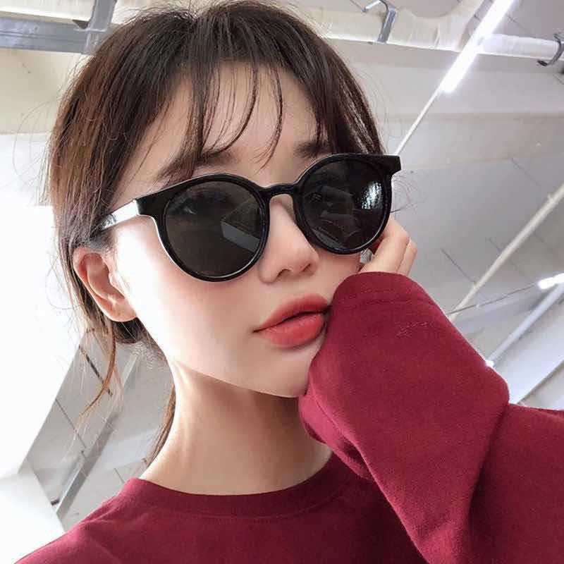 Kacamata Hitam Wanita Gaya Retro Frame Bulat Fashion Korea/unisex