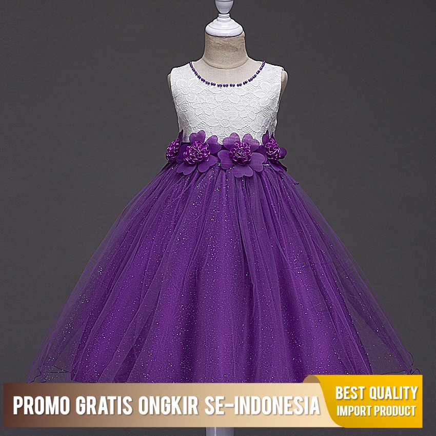 Gaun Pesta Anak Perempuan Gas Bunga Semi Anak-anak Lace Puteri Gaun Mata 715