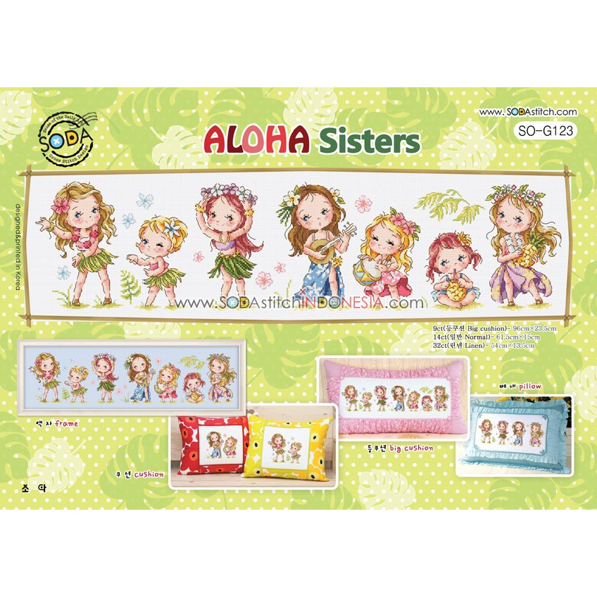 Paket DIY Craft Sulam Kristik Strimin Cross Stitch Sodastitch SO-G123 - Aloha Sisters Hawaii Girl