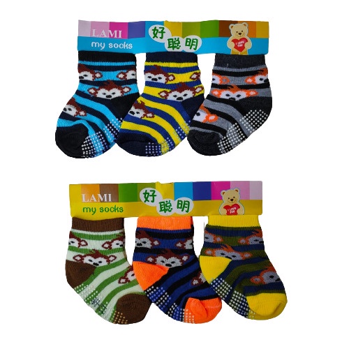 [ SET ISI 3 PASANG ] Kaos Kaki Anti Slip Bayi Motif Lucu Kaos Kaki Bayi