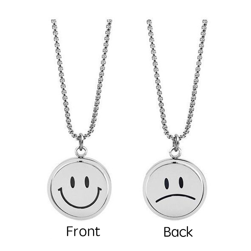 Kalung Rantai Panjang Liontin Smiley Face Gaya Korea Untuk Unisex