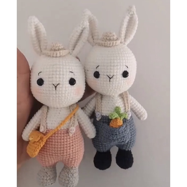 Amigurimi bunny couple/boneka rajut pasangan/boneka rajut kelinci/bonek bunny/boneka lucu/kelinci/bu