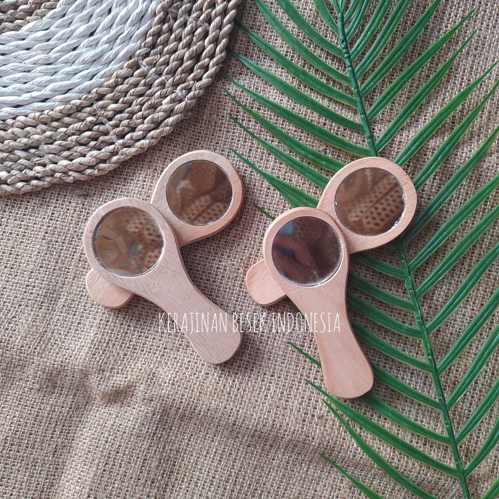 CERMIN GAGANG KAYU SENGON// Cermin kayu// Cermin kecil// Souvenir murah// Cermin unik// Kerajinan ka