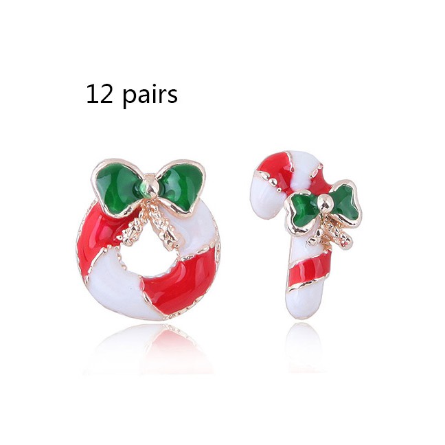 LRC Anting Tusuk fashion Multi-color Bowknot Shape Decorated Earrings(1 pasang )