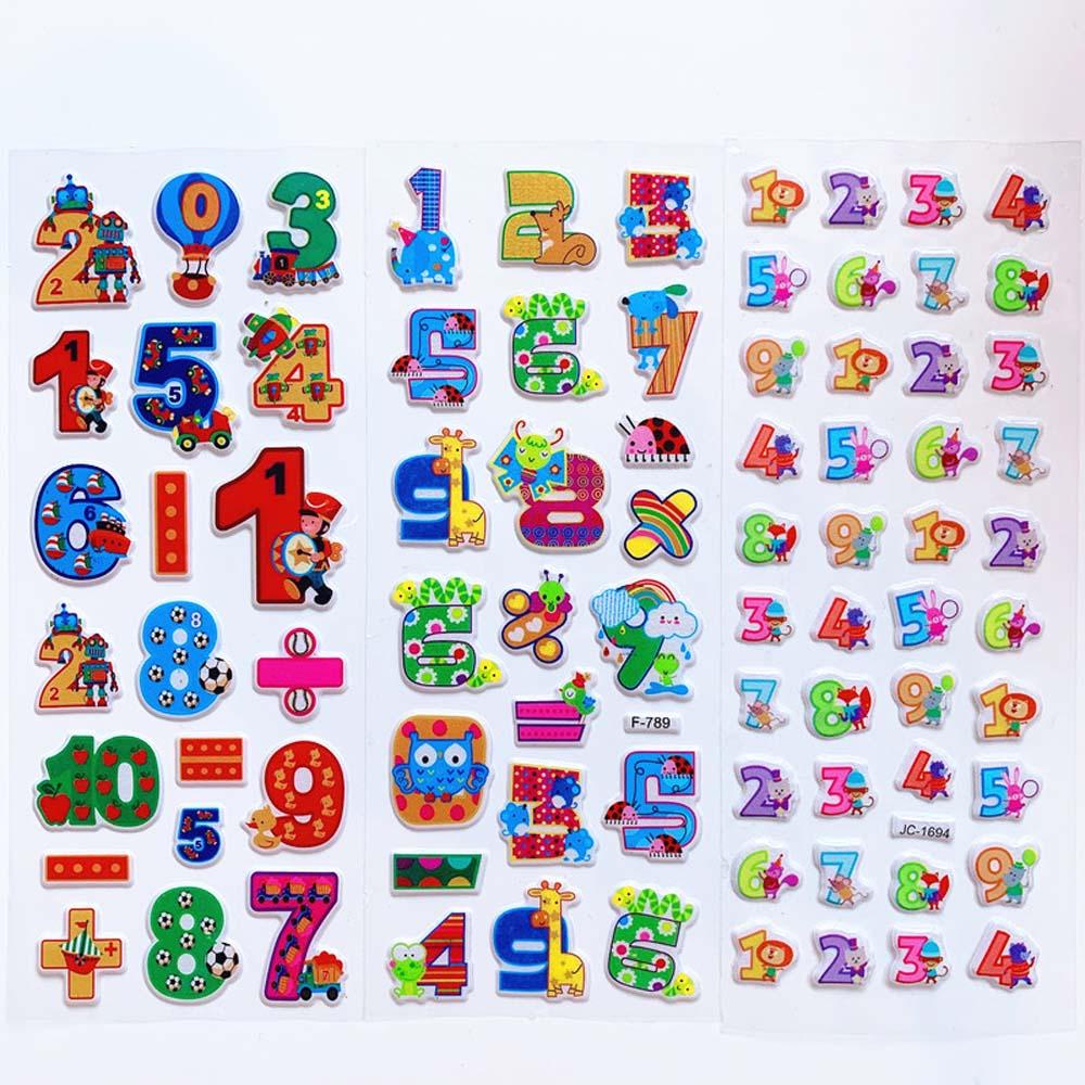 Quinton Bubble Stiker Kartun Chidren Number Stiker Hias Alfabet Bahasa Inggris Stationery Sticker PVC Stiker Kartun