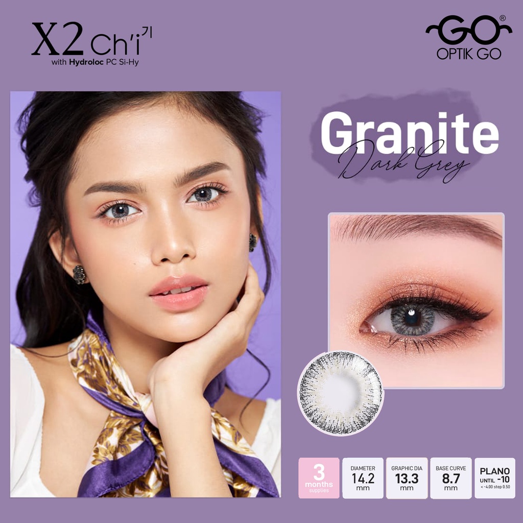OPTIK GO - Softlens X2 Chi Exoticon Granite Dark Grey KOREAN LOOK, SOFTLENS DUBAI