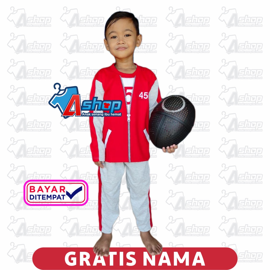 Kostum Anak Setelan SquidGame Gratis Sablon Nama