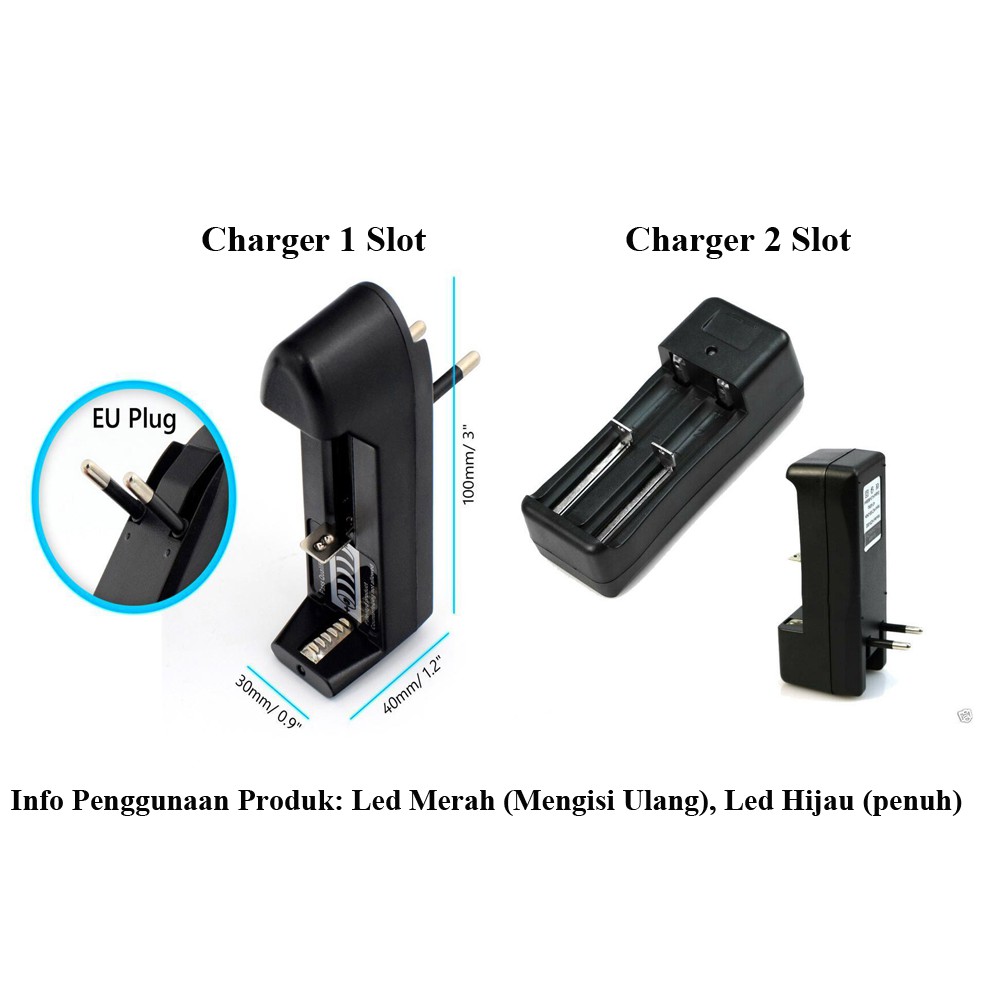 Charger Cas universal baterai 18650 / 16340 / 10440 / 14500 / 26650