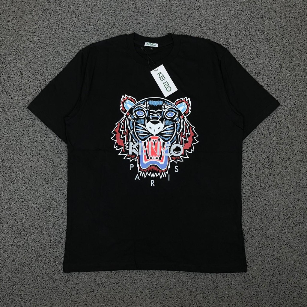 Kaos Tshirt Tee Kenzo Tiger Face Orange Putih Hitam