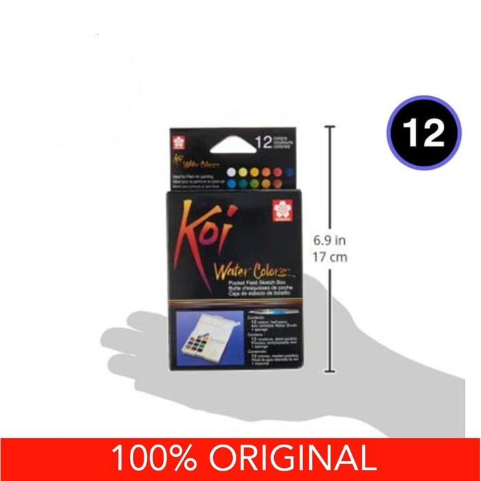 

Koi Water Colors Pocket Field Sketch Box 12 Colors / Sakura Water Colors / Cat Air Koi / Half-pens