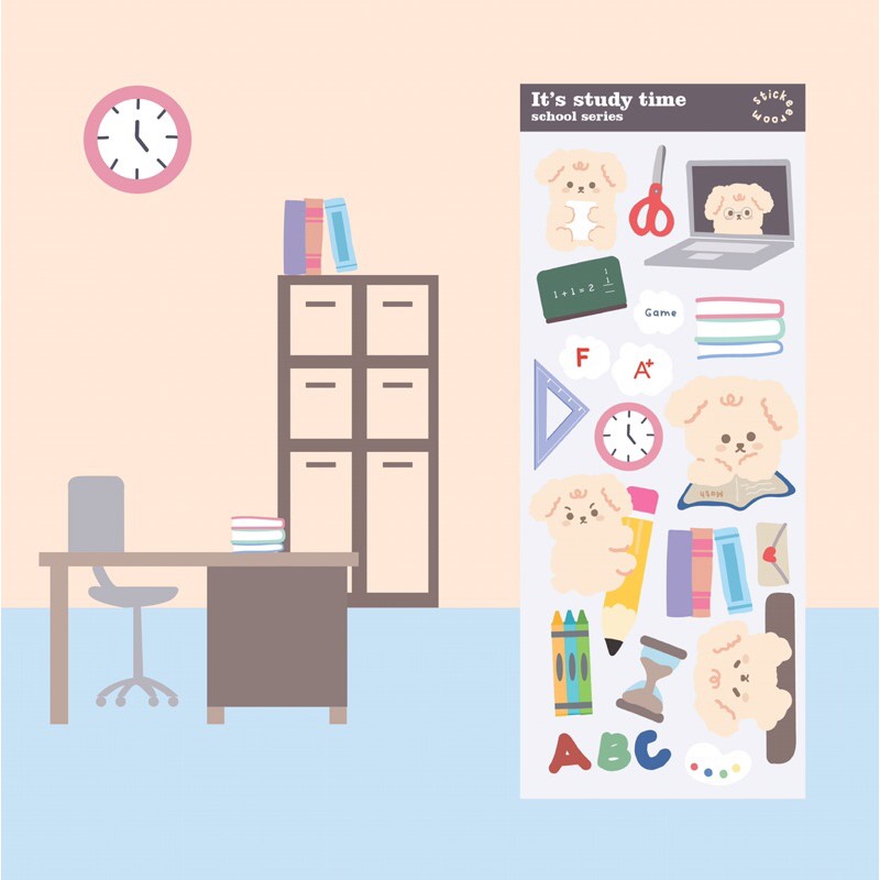 

It’s Study Time - sticker set / stiker sheet for jounaling, polcos, decoration, etc