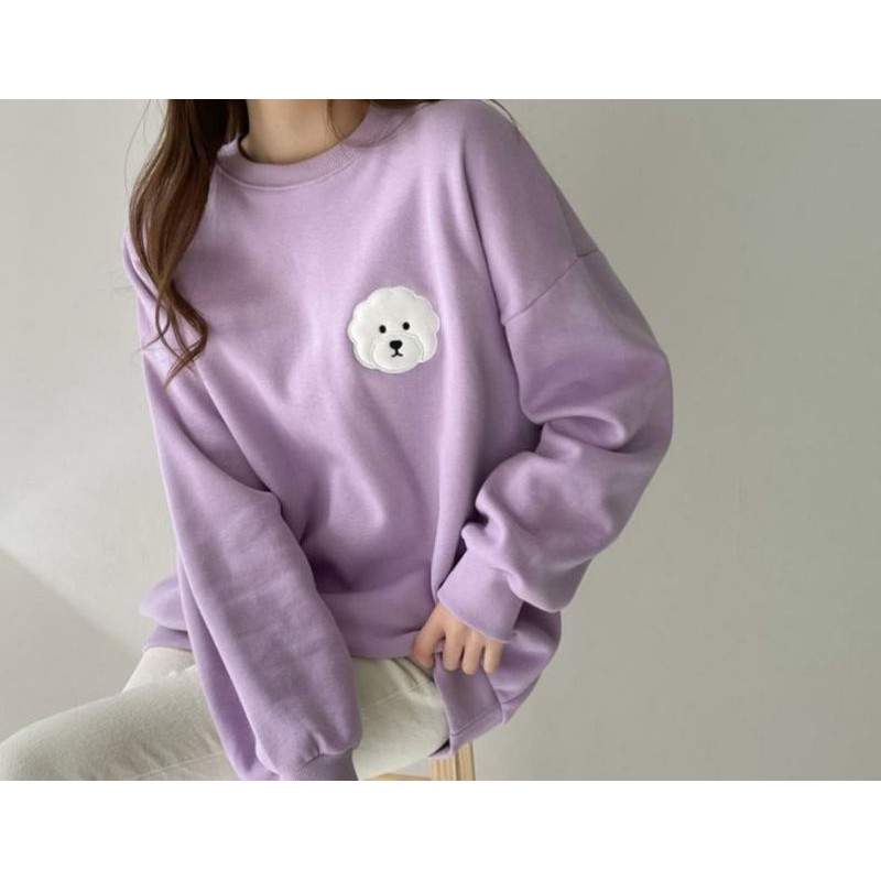 (S - 6XL) Sweater Cute Puppy BT21 Sweatshirts Oversized ( S M L XXL XXXXL XXL 4XL 5XL 6XL ) Crewneck BIGSIZE OVERSIZE Cartoon SNOOPY Pria Wanita Jumbo Oblong Loose Long Sleeve Lilac Black