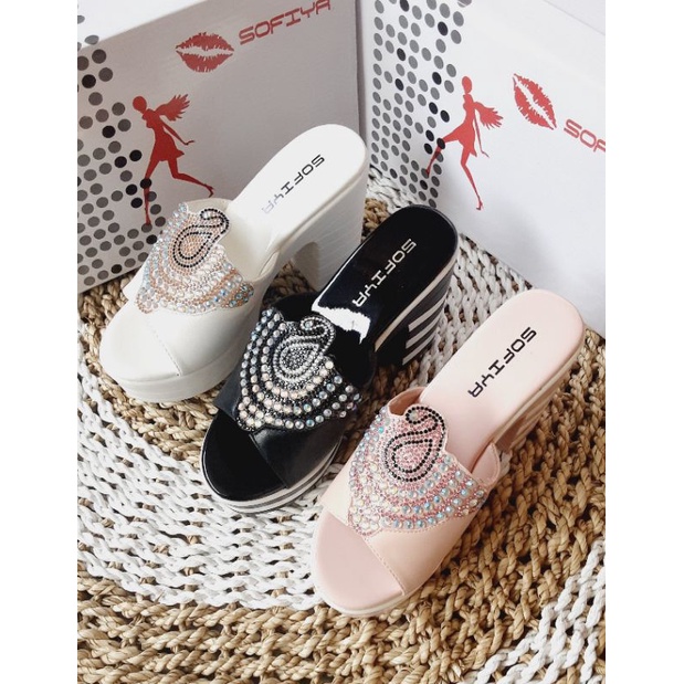 SOFIYA SANDAL WEDGES  WANITA TAPAK TAHU IMPOR  ORIGINAL TERBARU (BISA COD) 7037-3