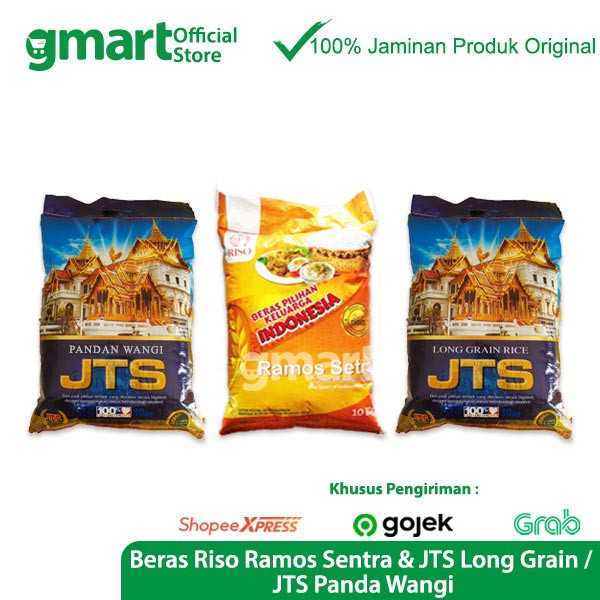 

Beras RISO Ramos Setra / JTS Pandan Wangi / JTS Premium 10Kg via Shopee Express, Grab, Gojek
