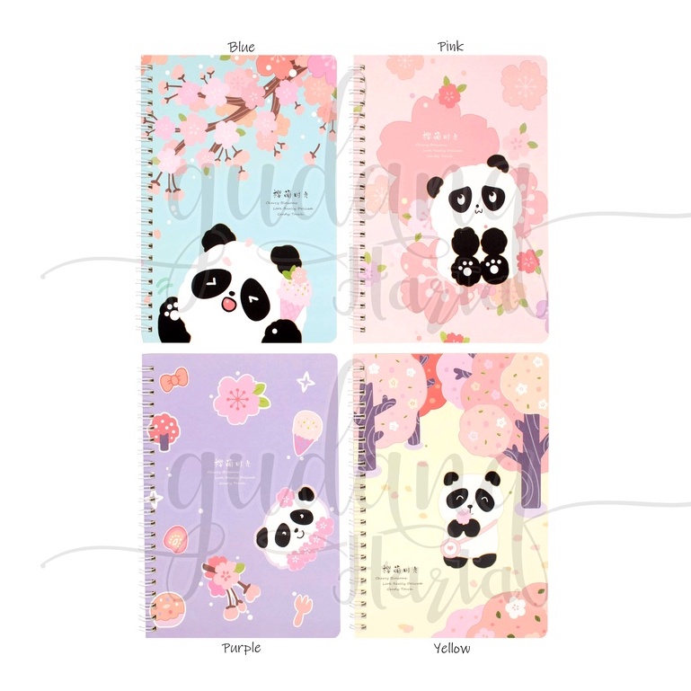 Notebook A5 Spiral Panda Sakura Buku Tulis Motif Panda Bunga GH 308814