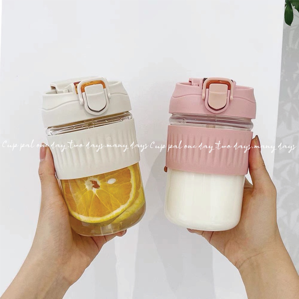 Jual Gelas Aesthetic Ins Tumbler Minum Anti Panas Kaca Glass Dengan Sedotan Simple Lucu Milk Cup 9397