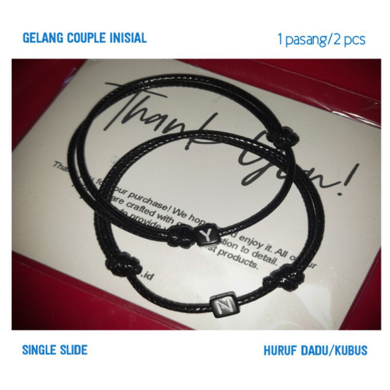 BISA COD gelang  inisial huruf / gelang couple / gelang persahabatan  tali Korea waterproof tebal