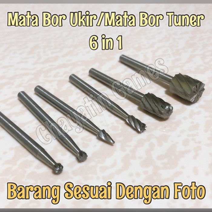 mata bor ukir kayu   mata bor tuner 6 in 1 ukuran 3mm untuk mini drill