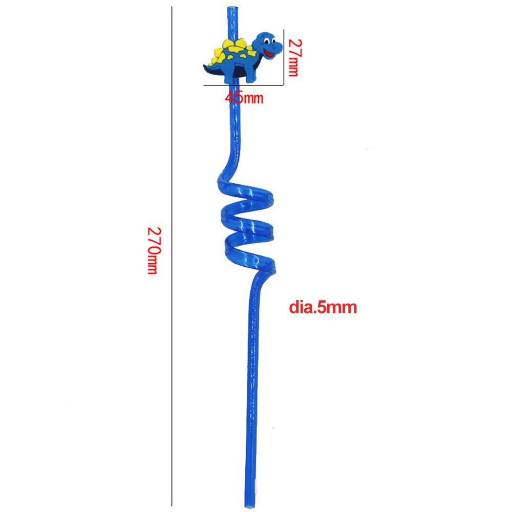Preva 8 Pcs Dinosaurus Dapat Digunakan Kembali Sedotan Warna-Warni Anak Minum Dekorasi Perlengkapan Pesta Motif Kartun