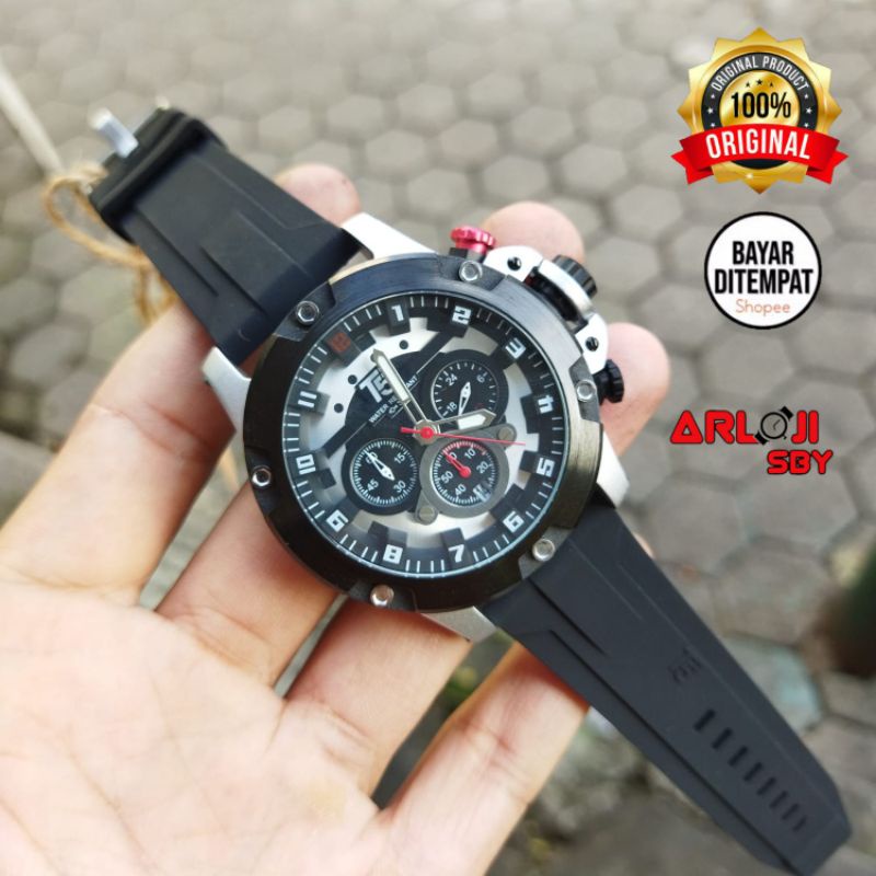 JAM TANGAN PRIA T5 H 3913 CHRONOGRAPH ORIGINAL TAHAN AIR RUBBER