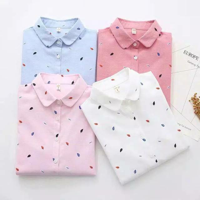 GZB Fashion Kemeja Wanita Lengan Panjang Terbaru / Kemeja Daun / Kemeja Leaf / Hem / Busana Santai