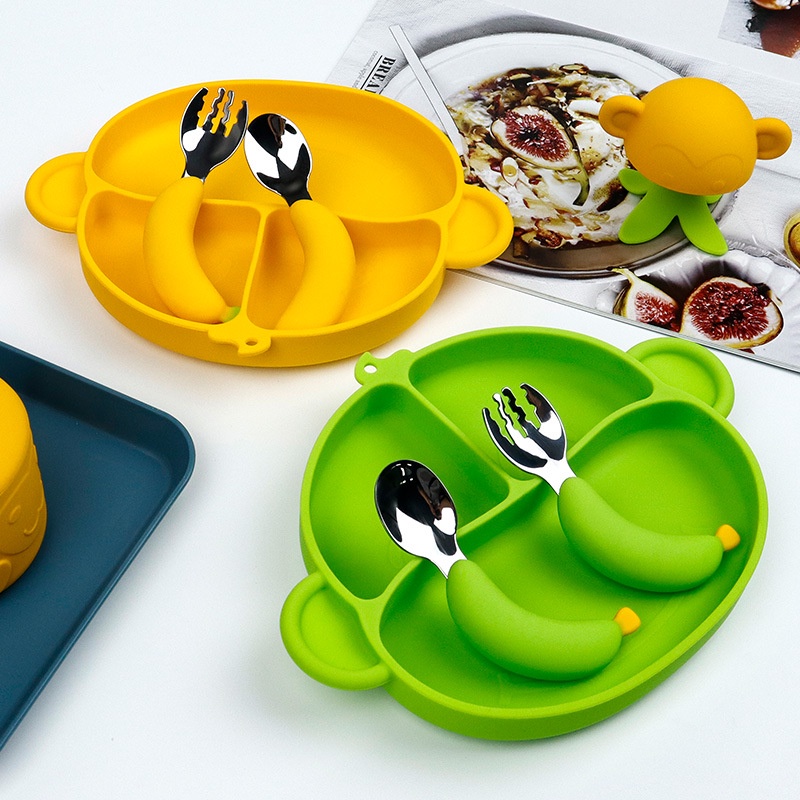 Babyup Set Piring Makan Bayi Bahan Silikon Food Grade