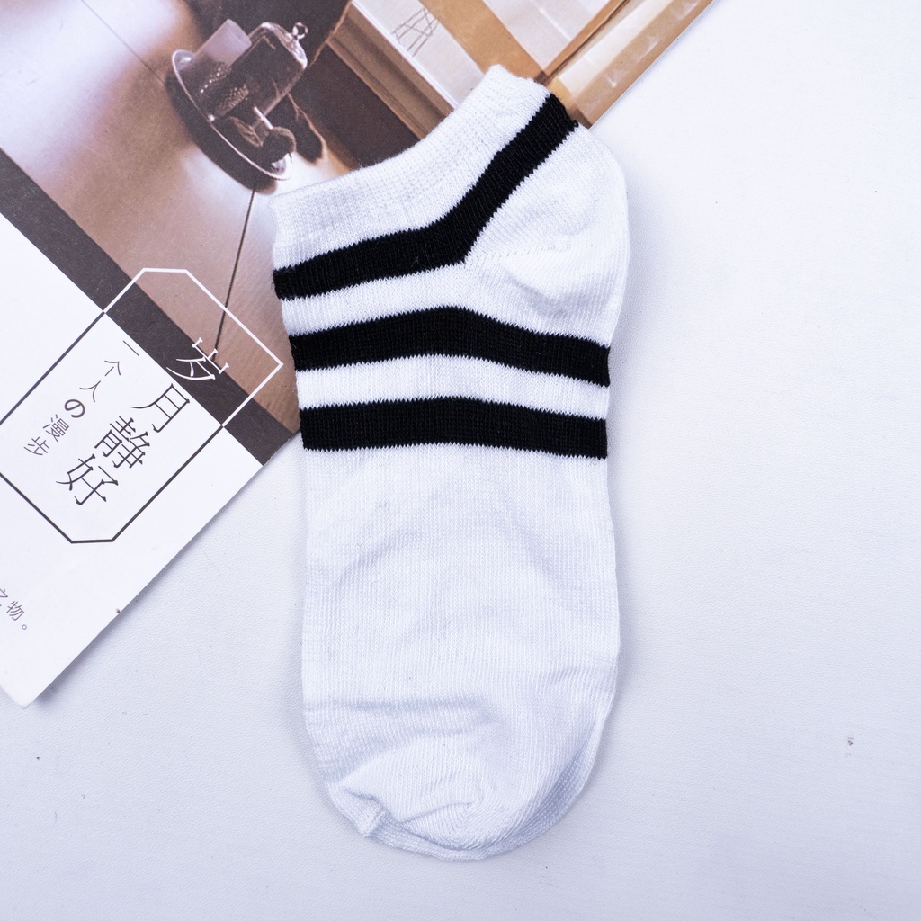BEE - Kaos Kaki Unisex Pria Wanita / Kaos Kaki Pendek Import Ankle Socks-SC-18 GARIS HITAM