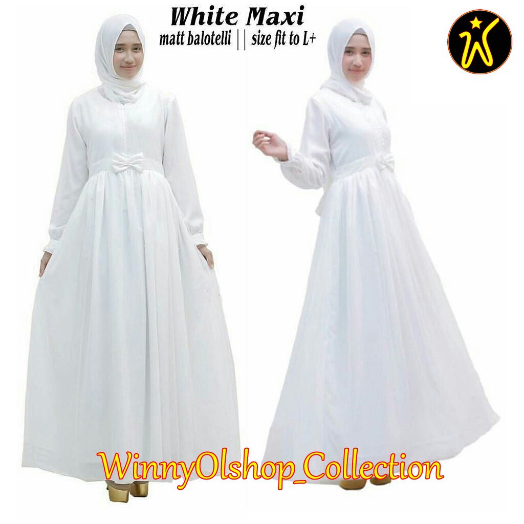 Gamis Putih Balotelli White Maxi Size M, L, XL  Shopee 