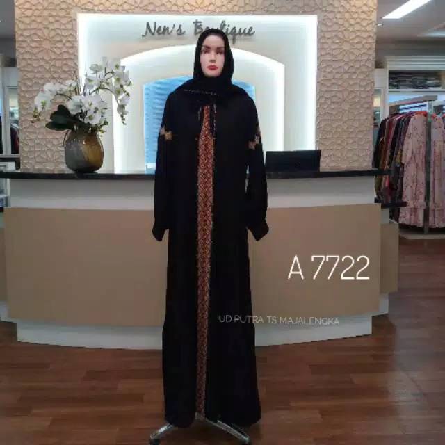 HIKMAT / Gamis A 7722 Black by Hikmat/hikmat fashion / set Syar'i elegant / set syar'i brand premium