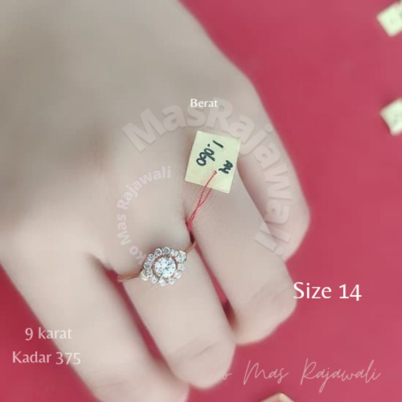 Cincin Permata Putih size 14 kadar 375 | UBS | Stok terbatas | Emas asli | Emas Jakarta | Kalimantan