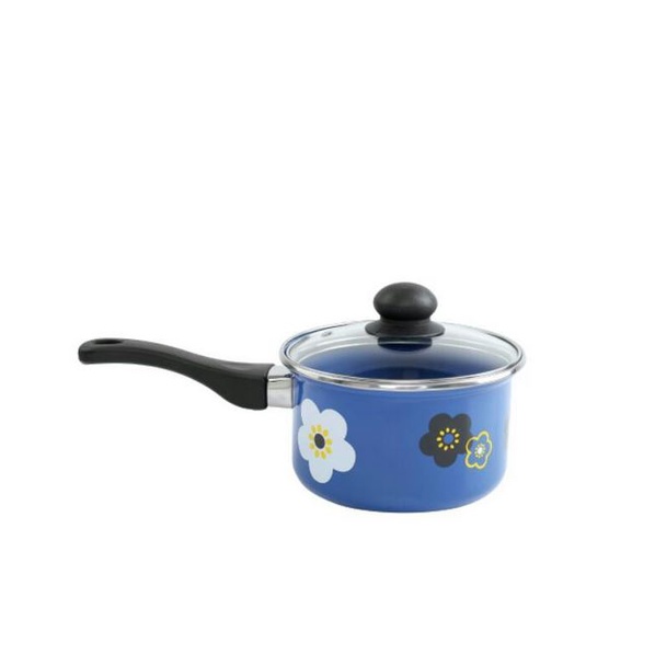 Panci Sauce Pan 18 cm - Panci Susu Saucepan Enamel 18 cm Sakura - Panci Rebus Enamel Bunga Sakura Diameter 18cm