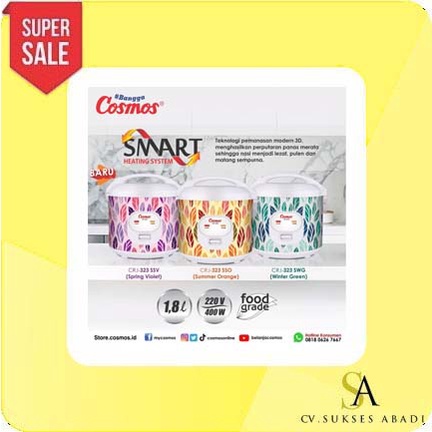 Cosmos Magic Com 1.8L CRJ-323 CRJ 323 SSV / SSO / SWG Termurah Surabaya