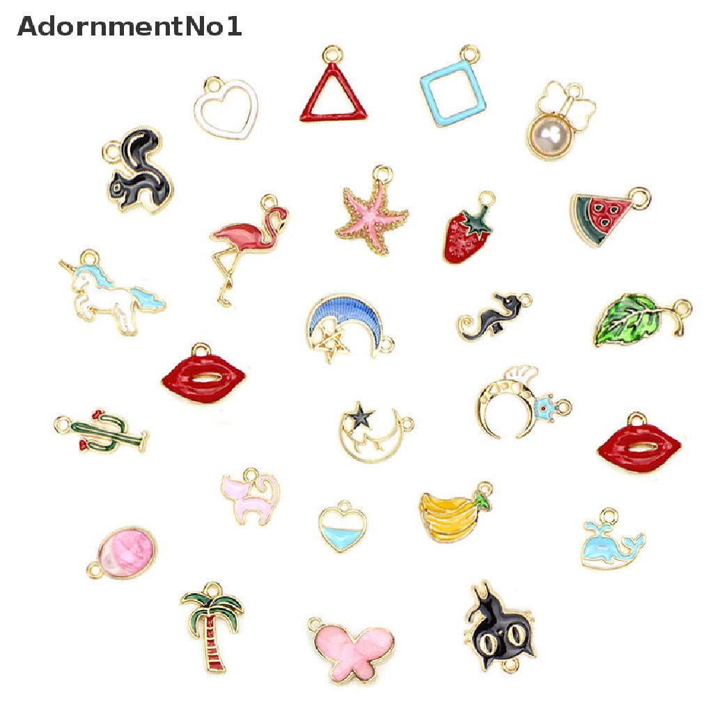 (AdornmentNo1) 60pcs / Set Liontin Enamel Bentuk Buah / Hewan Campur Untuk Membuat Perhiasan Kalung DIY