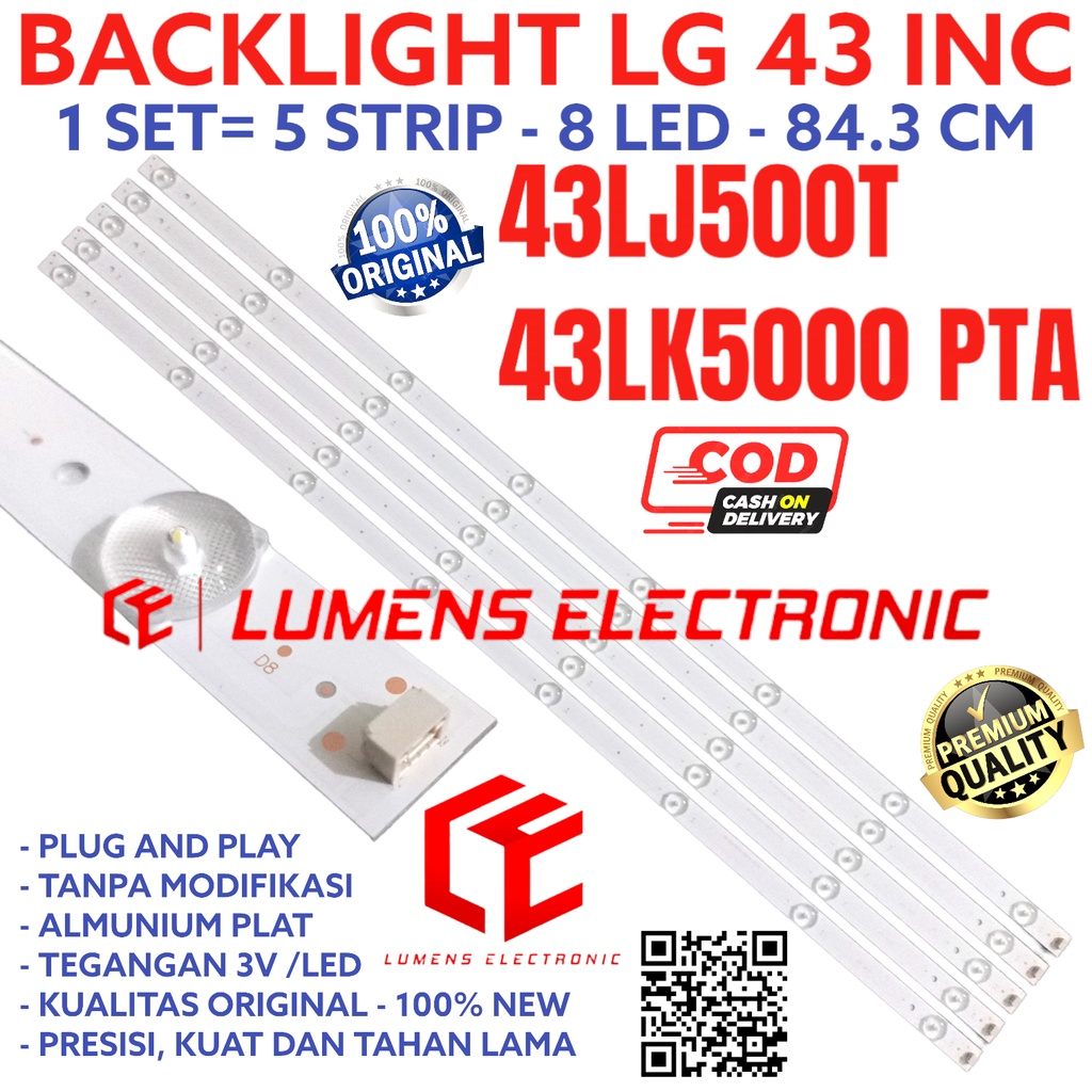 BACKLIGHT TV LED LG 43 INC 43LJ500 43LK500 43LJ500T 43LK500PTA T PTA LAMPU BL 8K 3V 43LJ 43LK 8 KANC