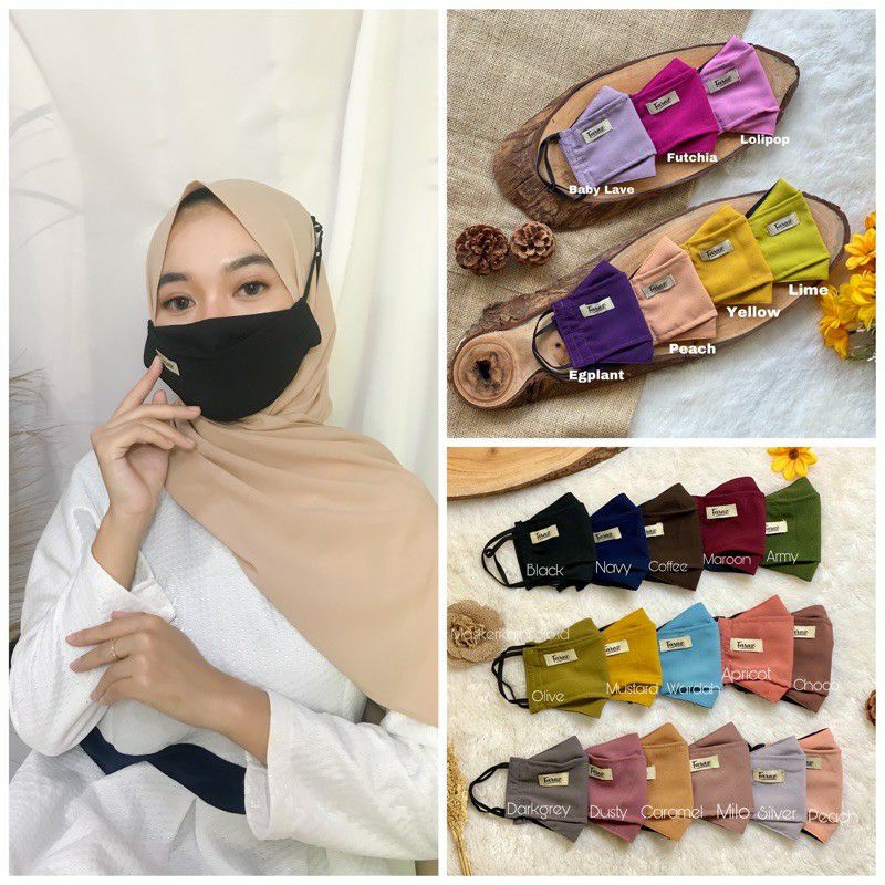 Jual Masker Kain Duckbill 3D-2ply|masker Hijab|masker Kain Hijab|masker ...