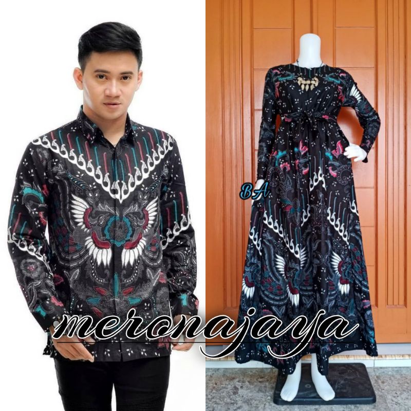 Batik Couple Keluarga Meronajaya Sania Ruffle Ori Ndoro Jowi GARANSI TERMURAH - motif kupu putih