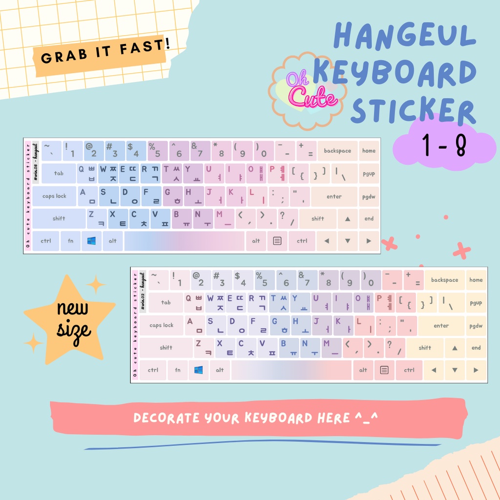 

LN Aesthetic Palette Korean Hangul Keyboard Sticker for Windows - Oh Cute Stiker
