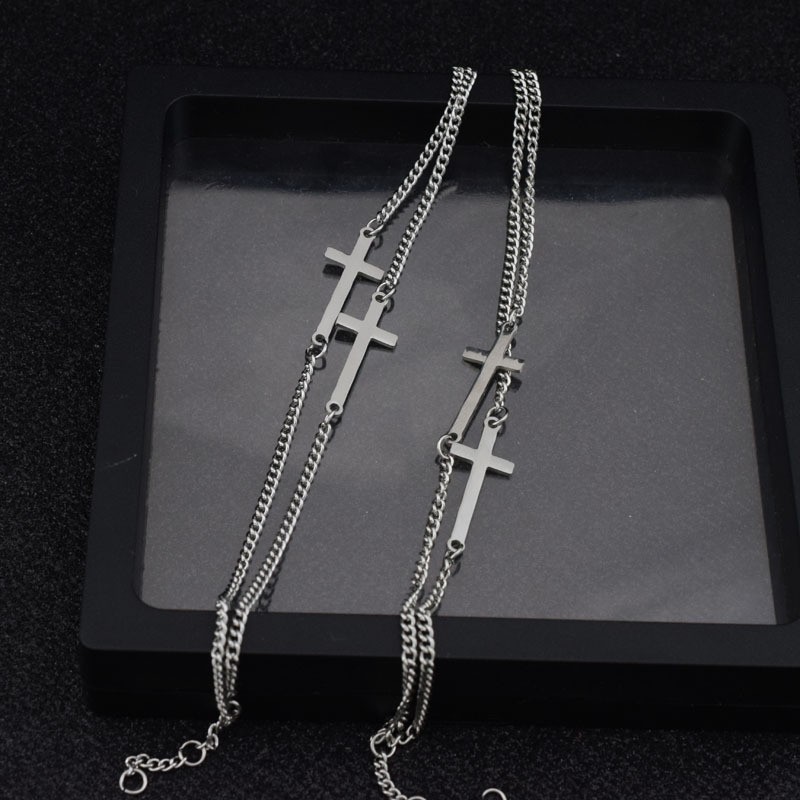 Kpop BTS Chain Bracelet J-Hope Cross Design Double Layer Bracelet