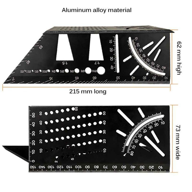 Penggaris Tukang Kombinasi Mark Line Alumimum Measuring Ruler Gauge Framing