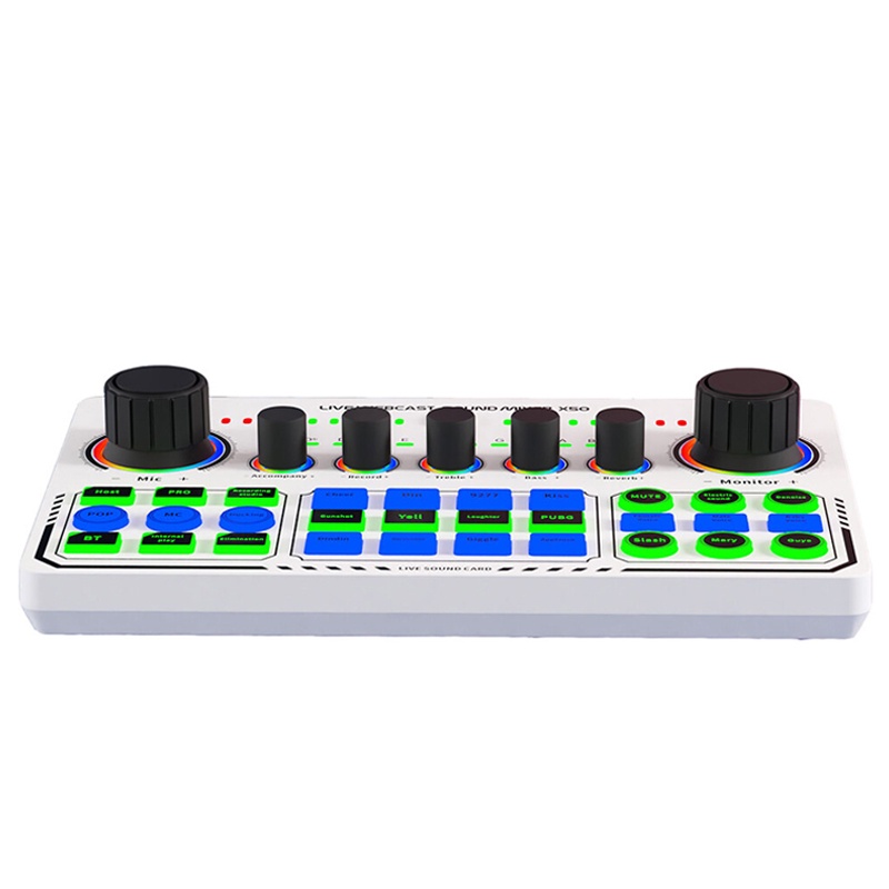 bonkyo X50 SoundCard  6 Modes RGB LED Wireless Bluetooth-compatible External DJ Mixer Noise Reduction for Live Streaming Broadcasting