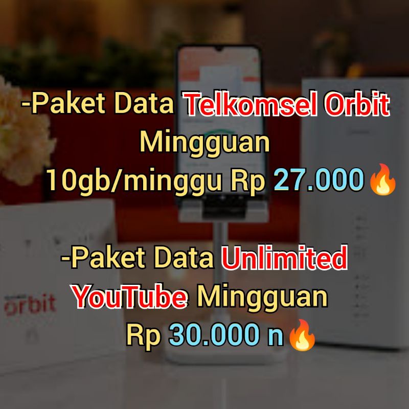 Paket data Telkomsel Orbit Dan Unlimited YouTube, Tiktok, Instagran, Facebook,Mingguan