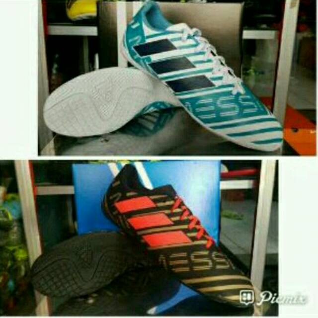 SEPATU FUTSAL ADIDAS NEMEZIS WHITE AND BLACK