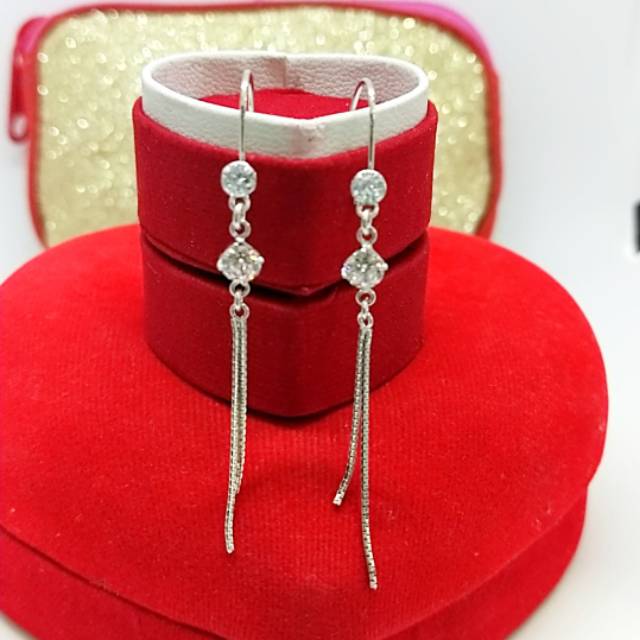 Anting rumbai panjang remaja & dewasa/Anting fashion perak asli 925/silver lapisan emas putih murni.