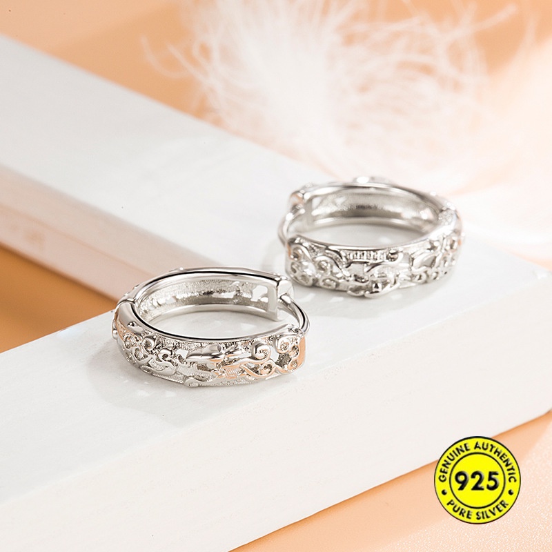 Anting Klip Hollow out Bahan Sterling Silver Untuk Wanita